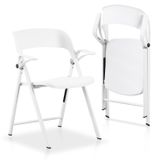 Set de 2 chaises pliantes avec accoudoirs, plastique, blanc, convient jusqu'à 181,4 kg