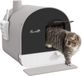 PawHut Katzentoilette mit Deckel, Katzenklo inkl. Schaufel und Streu-Matte, Ausziehbares Tablett, Katzenklo für Katzen bis 5 kg, Grau, 43 x 44 x 47 cm