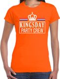 Bellatio Decorations Shoppartners Bv Koningsdag t-shirt Kingsday party crew - oranje met witte letters - dames - koningsdag outfit / kleding L