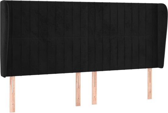 vidaXL Hoofdbord met randen 183x23x118/128 cm fluweel zwart
