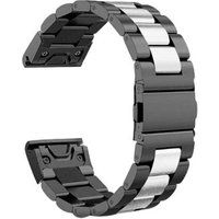 Armband SZSMART Roestvrijstalen verstelbare zwart en zilver voor Garmin D2 Charlie