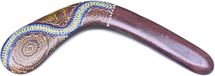 Australian Treasures Boemerang Aboriginal Bruin – Traditioneel Houtdesign met Beschildering (40 cm)