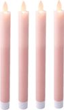 Lumineo bougies LED - 4 pièces - rose clair - H24,5 cm - avec fonction minuterie