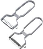 Westmark Peeler met tweezijdig snijmes en holte voor beschadigde plekken + Julienne Peeler voor dunne groentestroken - voor rechts- en linkshandige - robuust roestvrij staal