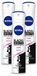 Nivea 3 x Deospray Invisible Black & White - 150 ml - Voordeelverpakking - 3 stuks