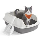 Feandrea Bac à litière ouvert avec bords hauts, XL, avec pelle | Bac à litière pour chatons et grands chats, Blanc Nuage, BOXAL Collection PPT009W101
