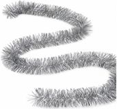 Benson Decoris Kerstslinger guirlande - 2x - zilver - glanzend lametta - 270 cm