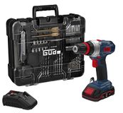 Güde 58701 BS 18-Set 126tlg. Accuboormachine, Blauw, Zwart, Rood