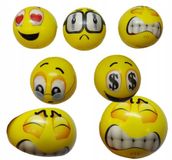 EuroB Emoji Stressbal 12 Stuks – 6 cm - Geel