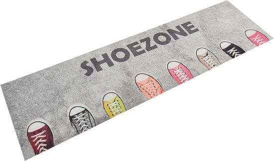 vidaXL Keukenmat - wasbaar - shoezone-print - 45x150 cm - fluweel