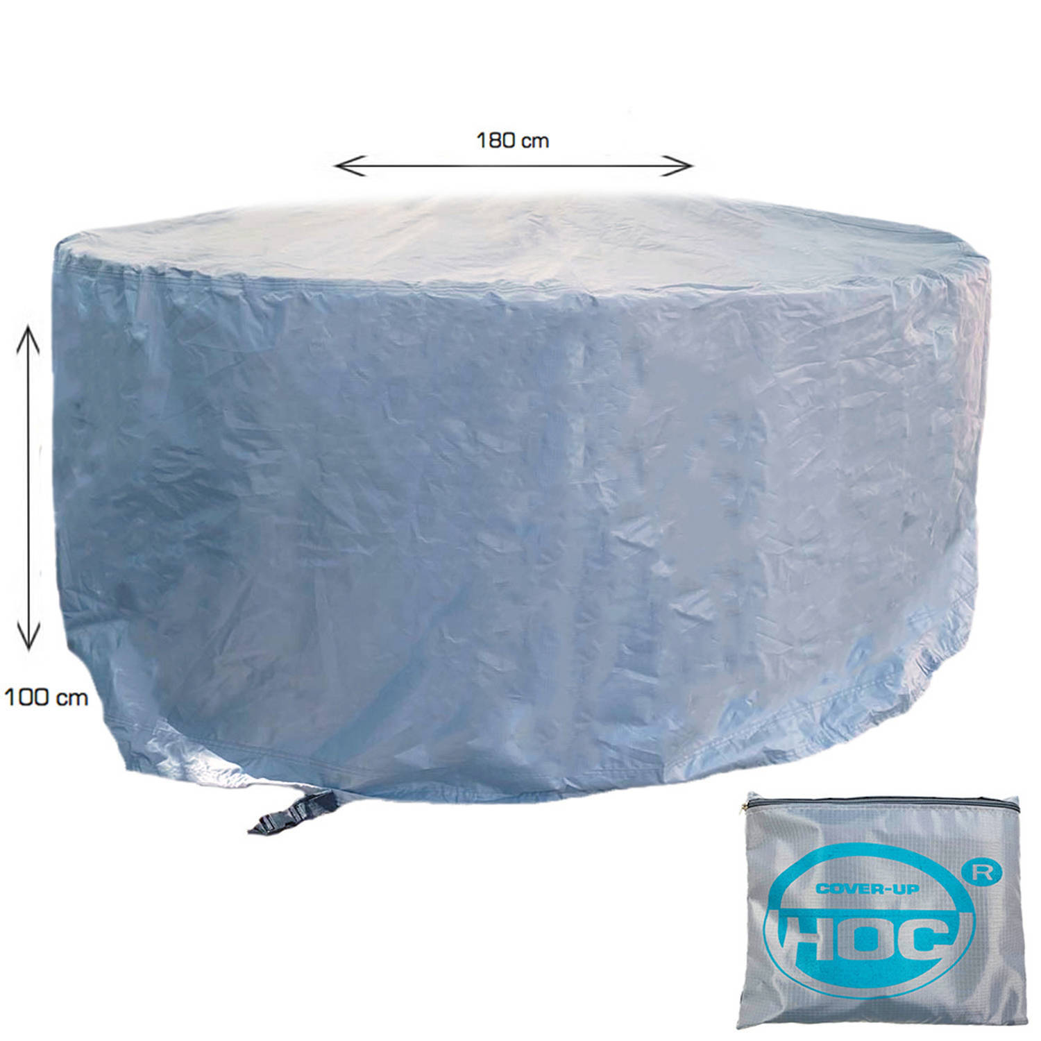 COVER UP HOC - diamond hoes tuinset rond - 180x80 cm ( diameter x hoogte) - tuinmeubel beschermhoes waterdicht met stormbanden,