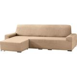 ECOMMERC3 Chaise Longue-bankhoes, kort hoekdeel links, elastisch, jacquard, chaise longue, beige, universele pasvorm, met schuimstoffen en antislip elastieken banden