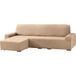 ECOMMERC3 Chaise Longue-bankhoes, kort hoekdeel links, elastisch, jacquard, chaise longue, beige, universele pasvorm, met schuimstoffen en antislip elastieken banden