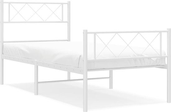 vidaXL Bedframe met hoofd- en voeteneinde metaal wit 80x200 cm