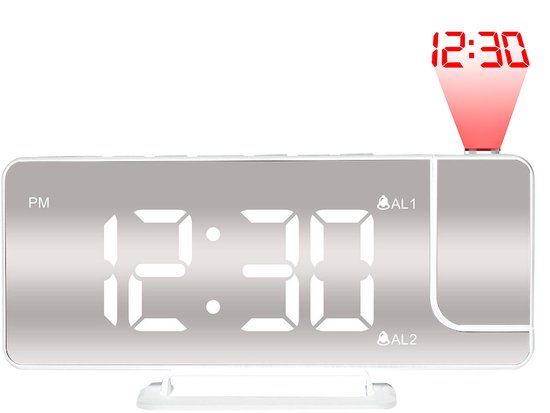 Luxime - Digitale Wekker met Projectie - Wit - Kunststof - 8720254968575