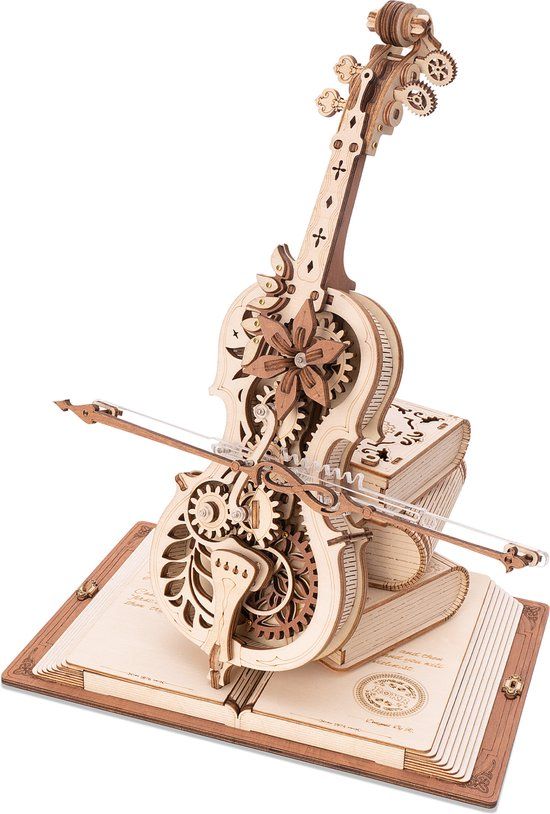 Robotime Magic Cello - 3d Houten Puzzel - 23.5 x 20.5 x 18.5 cm - Decoratief Bouwpakket voor Volwassenen en Kinderen - Cello - DIY