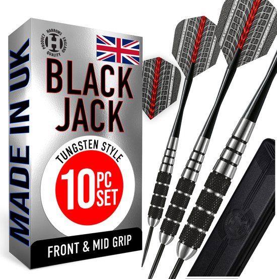 Harrows Black Jack 24g Steeltip Dartpijlen - Zwart - 3 stuks
