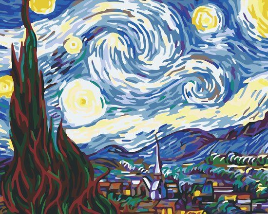 BESTPAUSE Best Pause De Sterrennacht van Vincent van Gogh - Schilderen op nummer - 40x50 cm - DIY Hobby Pakket