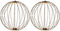 Merkloos / Sans marque Lichtbol 2x D50 cm 320 LED lampjes warm wit met timer zwart frame verlichting