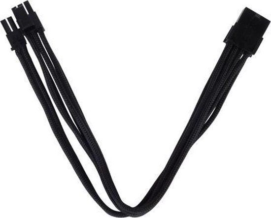 Silverstone 0.25m, 8p/PCI-E 8pin(6+2) Zwart electriciteitssnoer
