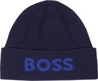 Hugo Boss BOSS Elios muts wolmengsel - heren muts met omslag - donkerblauw