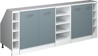 Vicco Rion Kastenset voor schuine wand – 210 cm Set van 5 kastrompen 60 cm diepte Blauw-grijs
