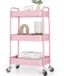 Ibenzoa® Trolley de rangement métallique polyvalent à trois couches avec roulettes - Rose