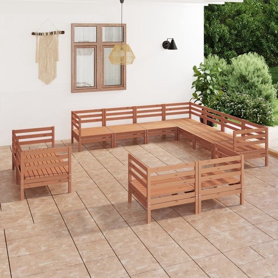 The Living Store Tuinset Pallet Grenenhout - 63.5 x 63.5 x 62.5 cm - Honingbruin