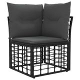 vidaXL Modulair Buitenkant Hoekbank Eenheid Zwart Poly Rattan