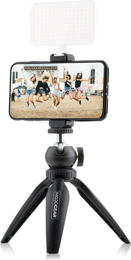 MOJOGEAR Mini-statief Vlog KIT - Mini Tripod & Telefoonhouder - Zwart