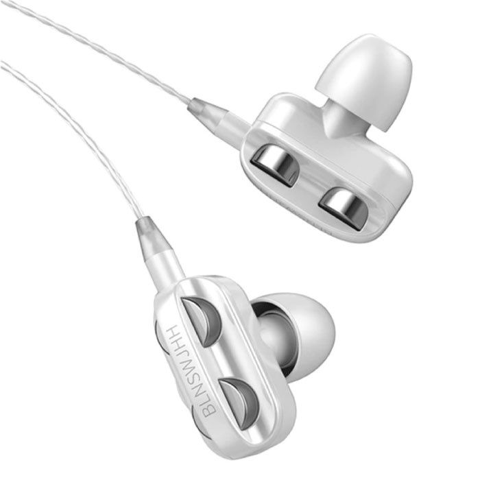 Bluelans Dual Driver Oordopjes AUX 3.5mm - Oortjes Wired Earphones Wit