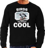 Bellatio Decorations Birds are serious cool Dieren vogels sweater zwart heren - cadeau sweater papegaaiduiker vogel/ vogels liefhebber XL