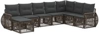 vidaXL Tuinbank - Set - 8 zitplekken - Grijs en Donkergrijs - Polyrattan