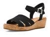 TOMS Sandales compensées Julia pour femme, noir flammé, pointure 43