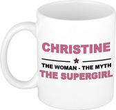 Bellatio Decorations naam cadeau mok - Christine - Woman Myth Supergirl - koffiemok - 300 ml - collega - moederdag