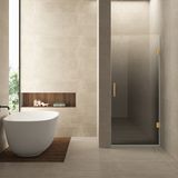 Wiesbaden Less Porte de douche - Droite - 90x200cm - Verre de sécurité 8mm - Clair à Verre fumé miroir - Laiton brossé - Nano Coating Anticalcaire