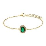 Lucardi Dames Stalen goldplated vintage armband met groen zirkonia