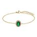 Lucardi Dames Stalen goldplated vintage armband met groen zirkonia