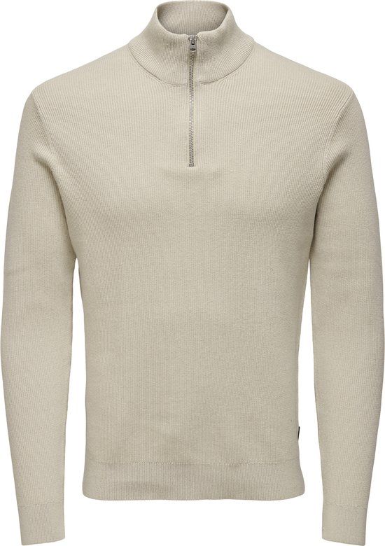 ONLY & SONS ONSPHIL REG 12 STRUC HALF ZIP KNIT NOOS Heren Trui - Maat M - Silver Lining