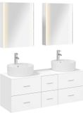 vidaXL Badkamermeubel Set Wit Bewerkt Hout en Glas