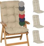 Beautissu Flair HL – Set van 4 Tuinstoelkussens Hoge Rug – 120x50 cm – Natuur