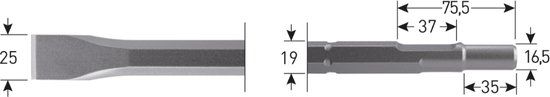 Rotec 6-kant Plattebeitel 400mm 6-kant ø19,0 / ø16,5x35 - 2153011
