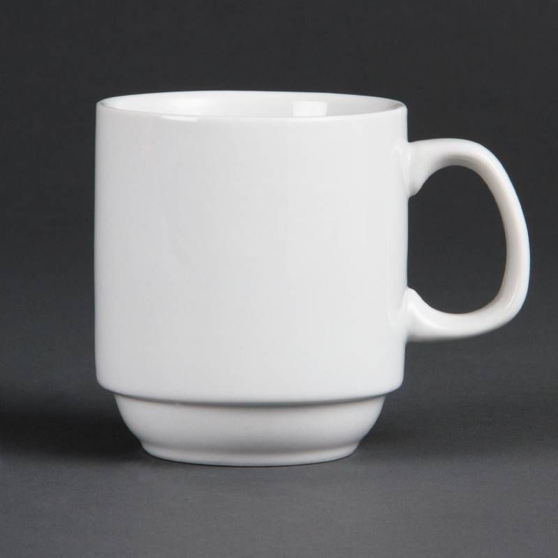 Olympia Witte Koffiemok Stapelbaar 28.4 cl - 12 Stuks