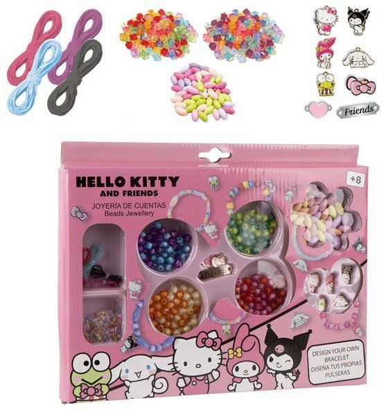 CERDÁ LIFE'S LITTLE MOMENTS Hello Kitty Armbandjes Maken Set Meisjes – DIY Sieraden Set Kinderen met Kralen, Bedels en Koord