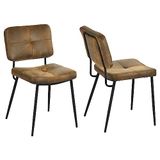 MEUBLE COSY Eetkamerstoelen, set van 2 keukenstoel, retro, met rugleuning, gevoerd, van suède, metalen poten, voor keuken, woonkamer, slaapkamer, bruin, 45x54x82cm