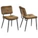MEUBLE COSY Eetkamerstoelen, set van 2 keukenstoel, retro, met rugleuning, gevoerd, van suède, metalen poten, voor keuken, woonkamer, slaapkamer, bruin, 45x54x82cm