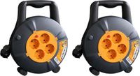 Merkloos / Sans marque Van Spijk Set van 2x Kabelhaspel/kabelbox met 4x stopcontacten - 15 meter - Randaarde - 3G1.0mm2 - tot 2300W - IP20