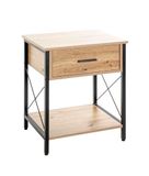 HAKU Console eiken, zwart, MDF, metaal - Maat: B 45 cm x H 60 cm x D 40 cm, Stijl: Modern