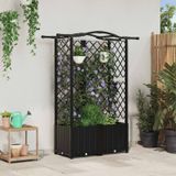 VidaXL Verhoogd bed met trellis en dak zwart 122 x 40 x 138 cm pp