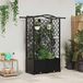 VidaXL Verhoogd bed met trellis en dak zwart 122 x 40 x 138 cm pp